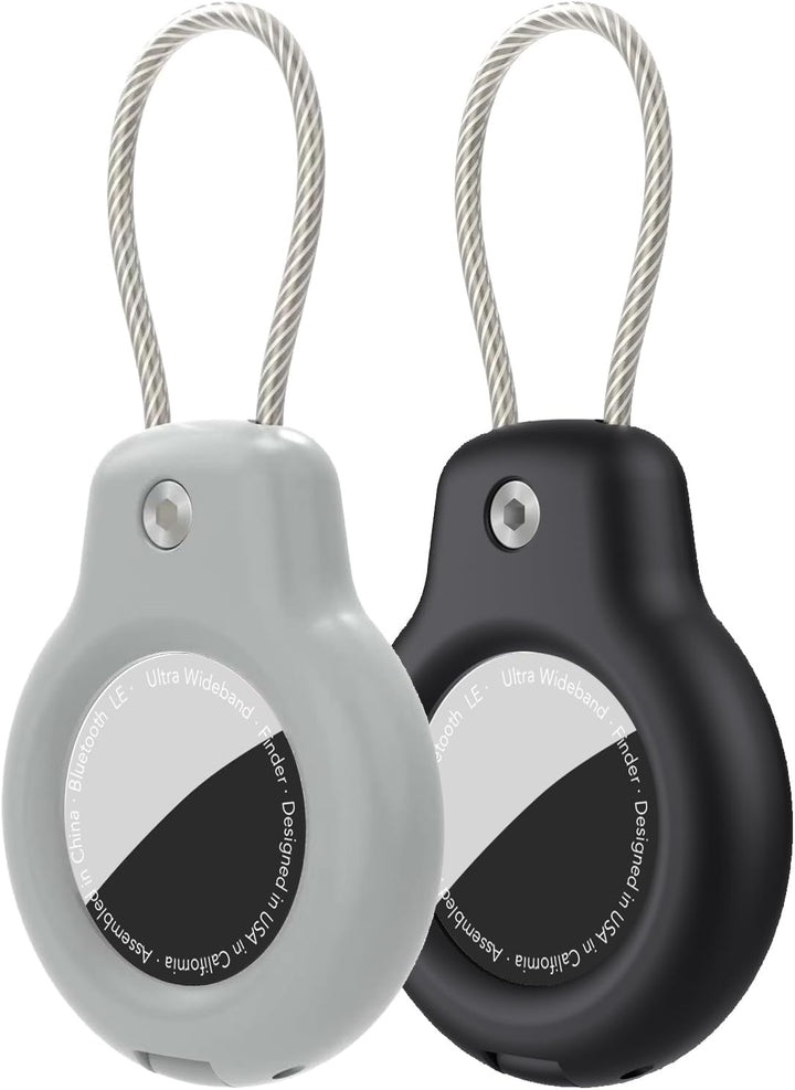 SPGUARD Kompatibel mit Apple AirTag Anhänger Secure Halter mit Kabel, 2er Pack Air Tag Lock Case Sch