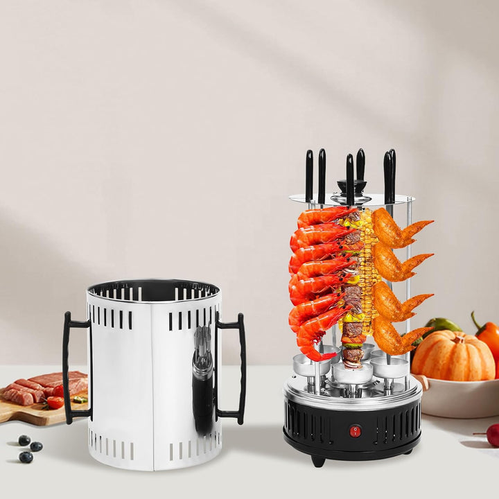 6 Spiesse Elektrogrills, Edelstahl Rotisserie-Grill, Tischgrill Dönergrill, Rotating Elektrische Dre