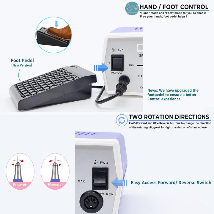 Véfaîî® JD700 Nagelfräser Elektrische 30000 U/min Professionelle Nagelfeile Maniküre Pediküre Set Ge