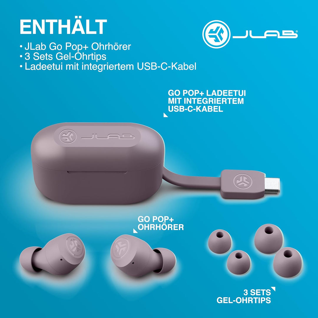JLab Go Air Pop+ In Ear Kopfhörer kabellos Bluetooth, True Wireless Kopfhörer, 35+ Std. Headphones,