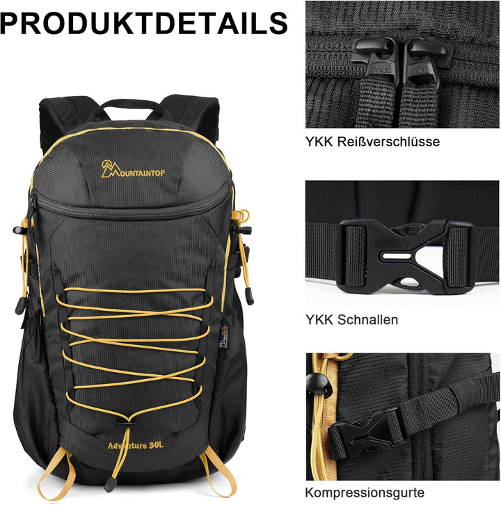 Mountaintop 25L/30L Wanderrucksack Daypack Damen Herren für Tageswanderungen, Outdoor, Radtouren 30L