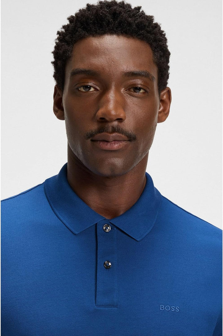 Pallas Poloshirt Aus Baumwoll-piqué Mit Logo-Details S Blau Neun, S Blau Neun
