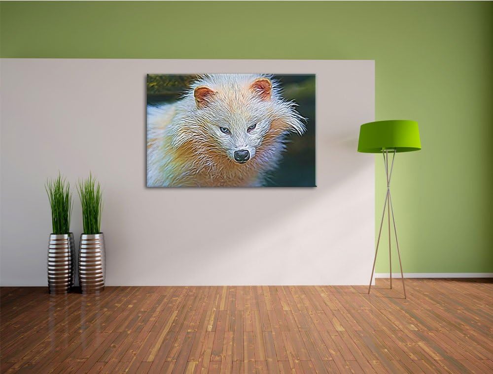 kleiner Polarfuchs Deluxe Format: 100x70 cm auf Leinwand, XXL riesige Bilder fertig gerahmt mit Keil