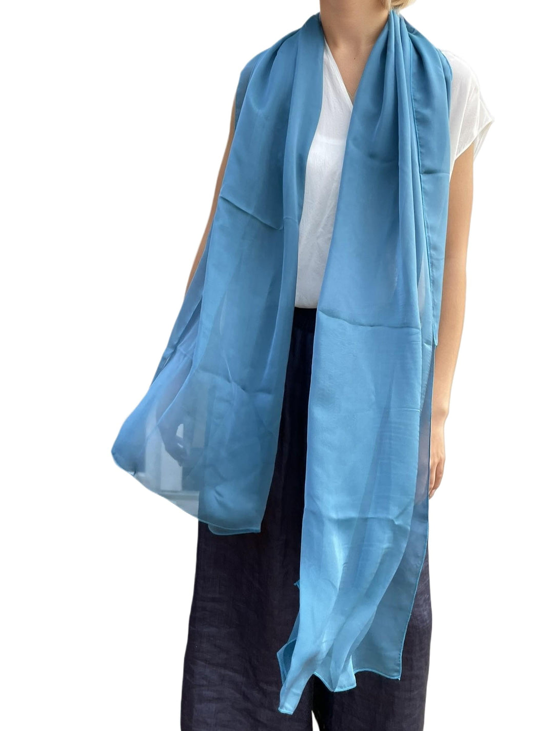 Damen Unifarbe Seidentaft 100% Chiffon Seide festlich Stola Schultertuch Schal für Abendkleider 200