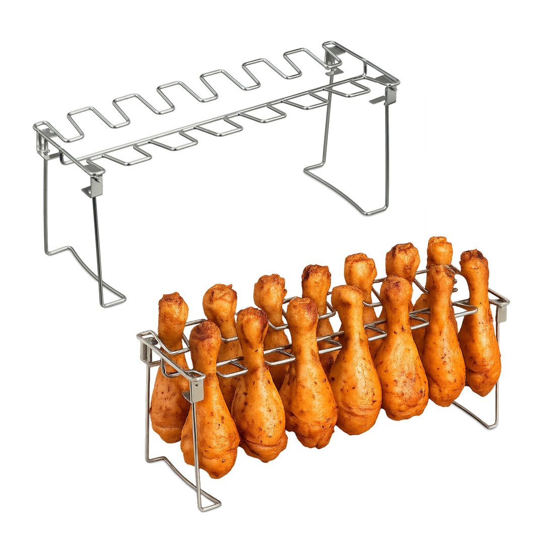 Relaxdays Hähnchenschenkelhalter 2er Set, Edelstahl, knuspriges Geflügel ohne Wenden, Keulenhalter k