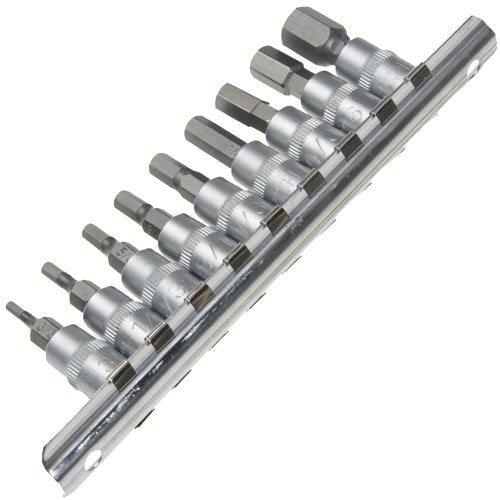 9 x Bit/Bitsätze Steckschlüssel-Einsätze Nuss Schraubenschlüssel auf Steckschiene Stecknüsse INCH ZÖ