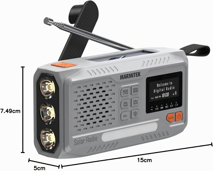 Notfallradio Marmitek RESQ 100 – Zuverlässige Kurbelradio mit DAB+ und Solar – Powerbank 4500 mAh &amp;