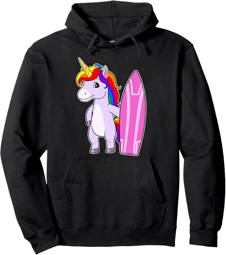 Lustiges Einhorn Surfer Surfbrett Surfende Einhörner Pullover Hoodie