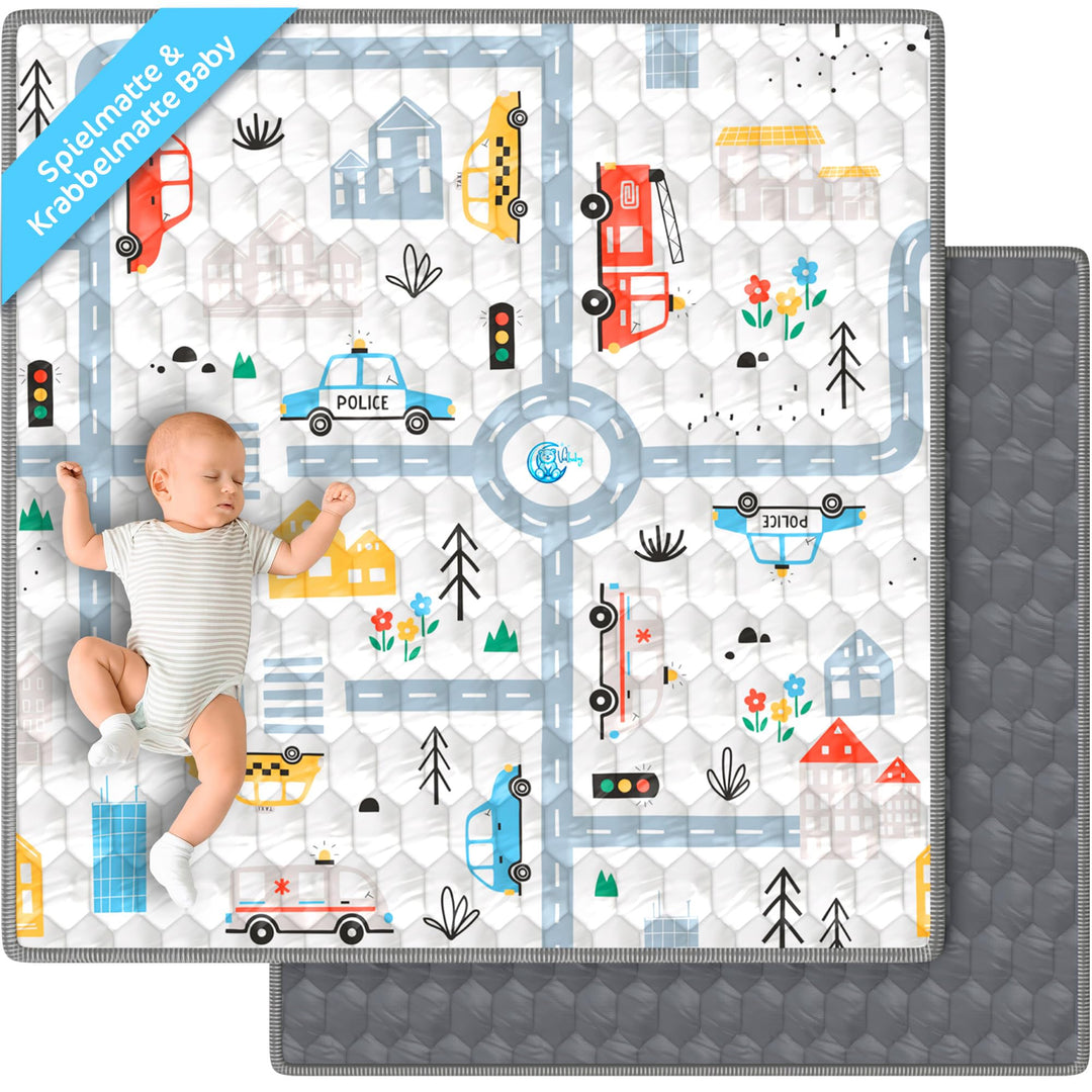 Spielmatte & Krabbelmatte Baby Faltbar 127x127cm Bodenschutz gegen Stürze Play Mat for Babies – Dick