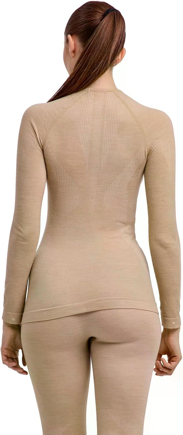 FALKE Damen Wool-Tech Round Neck Funktionsshirt Langarm atmungsaktiv klimaregulierend geruchshemmend