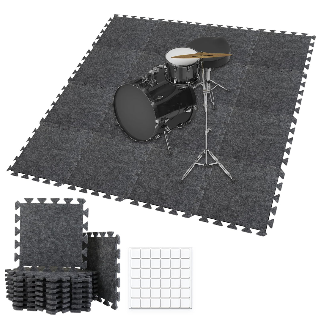 BXI Dicke Schallabsorber Puzzle-Bodenmatten, 16 Stück 28 x 28 x 0,9 cm Hochdichte Klavier matte Schl