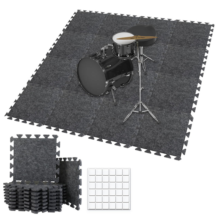 BXI Dicke Schallabsorber Puzzle-Bodenmatten, 16 Stück 28 x 28 x 0,9 cm Hochdichte Klavier matte Schl