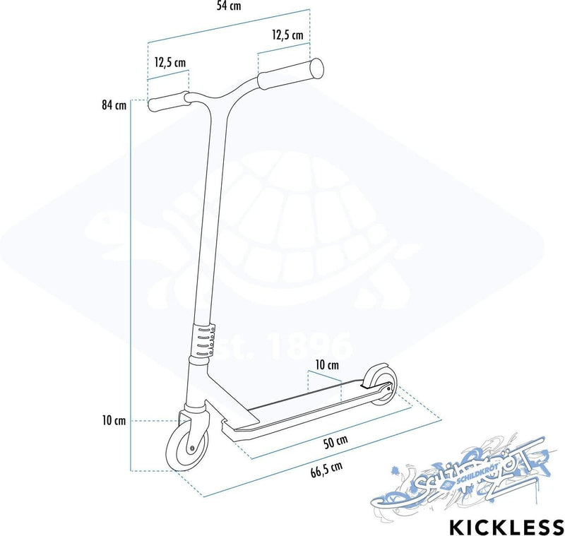 Schildkröt Stunt Scooter Kickless, toller Stuntscooter mit HIC-Compression und Alu-Felge, 100 mm PU