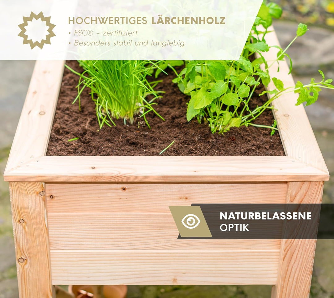WESTMANN Hochbeet Emily aus Lärchenholz | 120x65x75 cm Natur | Kräuterbeet für den Aussenbereich | S