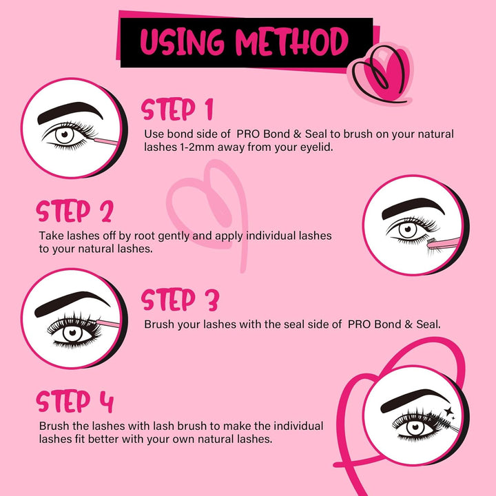 Pro Falsche Wimpern Extension Kit Curlo 280 Stück mit Kleber, Siegel und Pinzette für Haarverlängeru