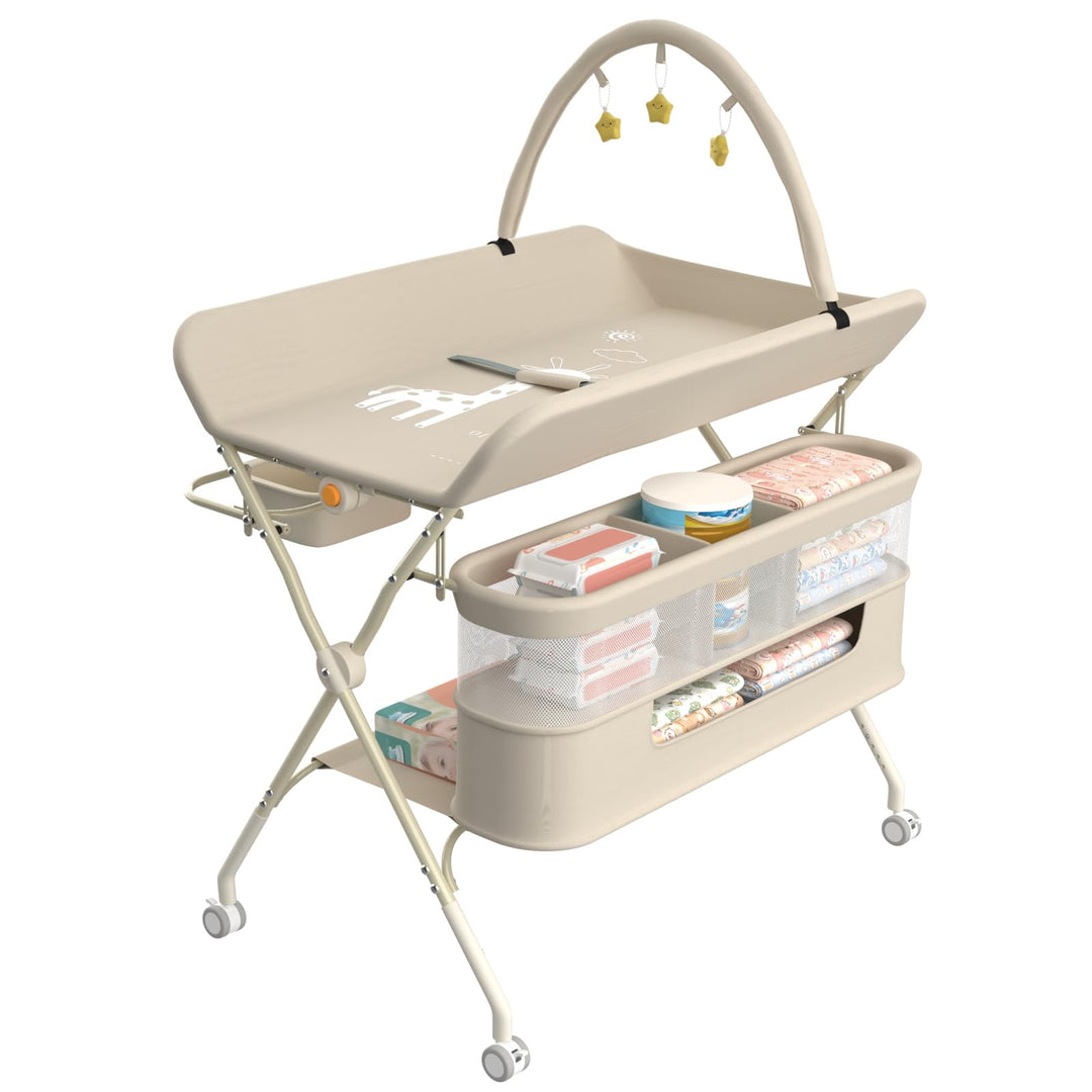 OHMG Wickeltisch für Babys,tragbarer klappbarer Wickeltisch mit Rollen,Mobile wickeltisch klappbar,w