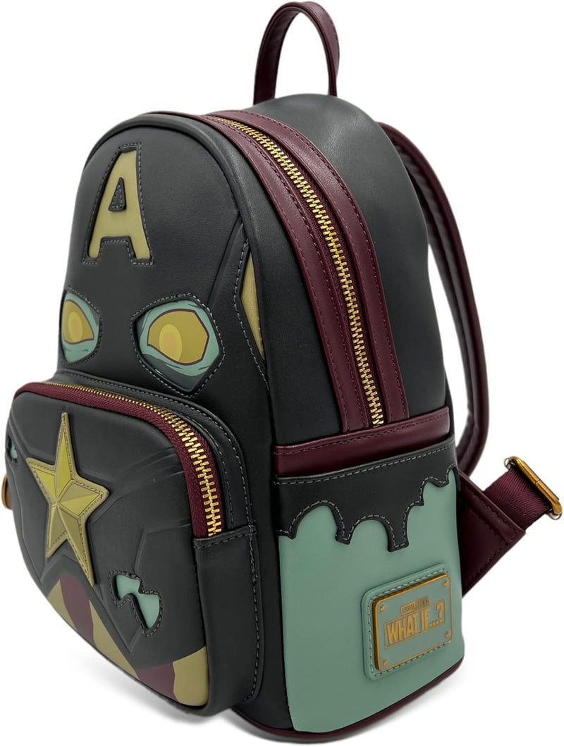 Loungefly GT Exclusive Marvel What If? Zombie Captain America Glow in the Dark Cosplay Mini Rucksack