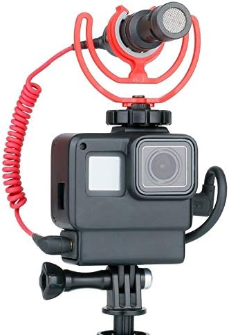 HAFOKO Hero 7 Vlogging-Käfig mit Kalter Schuh Adapter für Mikrofon, LED-Videoleuchte und 3.5mm Mikro