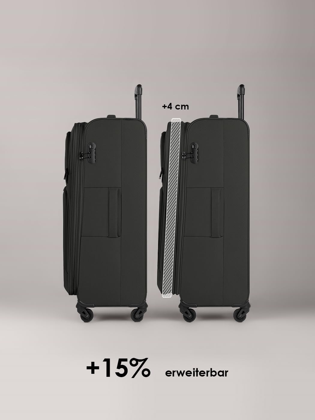 SMARTBOX Weichgepäck Koffer-Set 3-teilig für Damen & Herren | leichte & stabile Reise-Trolleys, hoch
