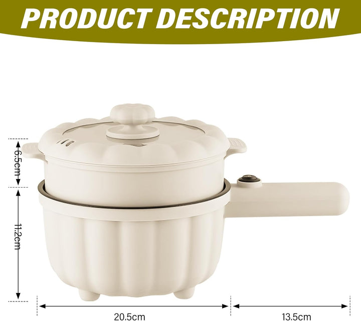 Elektrische Hot Pot Topf 2L Mit Dampfgarer, Elektrischer Hot Pot, Mini Antihaft Multikocher, Antihaf