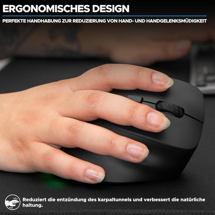 Bluestork - Ergonomische Vertikale Kabellose Maus 800-2400dpi 6 Tasten RGB Led - Ergonomische Maus K