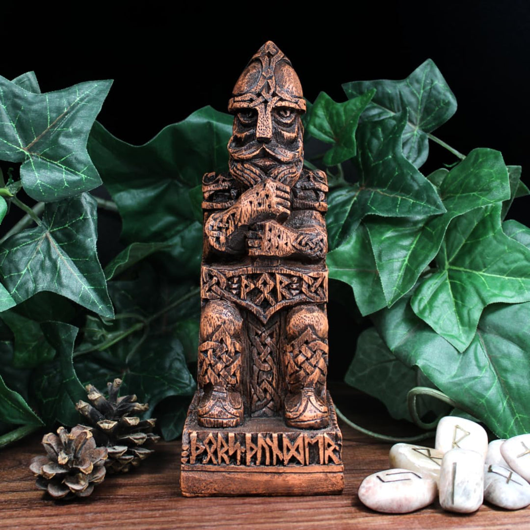 Dryad Design Nordischer Gott Thor Statue Holz-Finish