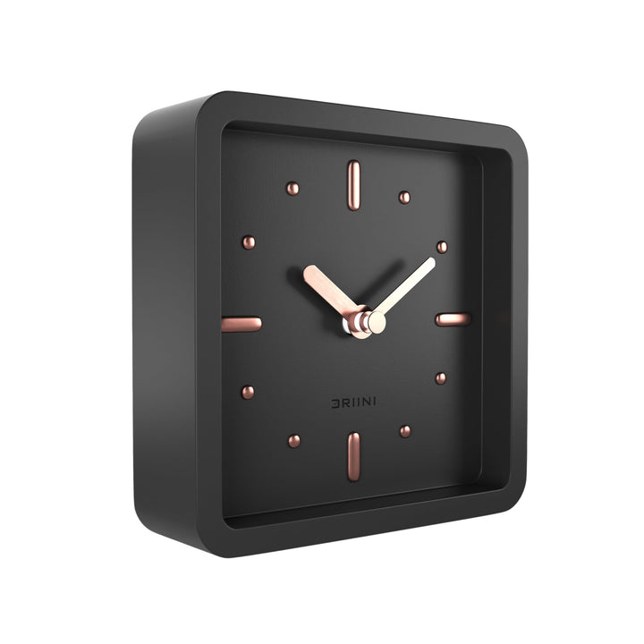 Driini Moderne Schreibtisch- und Regal-Uhr aus der Mitte des Jahrhunderts (Schwarz/Roségold) – batte