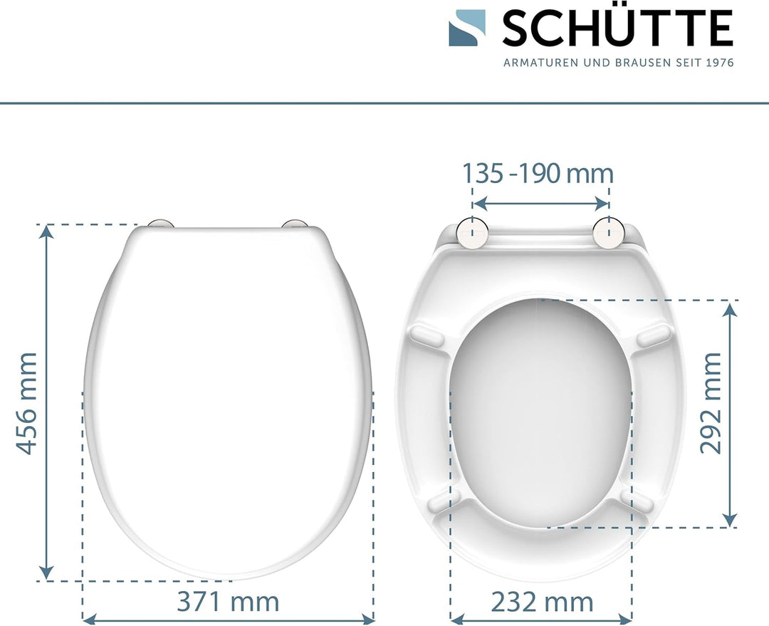 SCHÜTTE WC-Sitz ohne Absenkautomatik | Klodeckel mit Metallscharnieren | Kratzfestes Duroplast | Toi