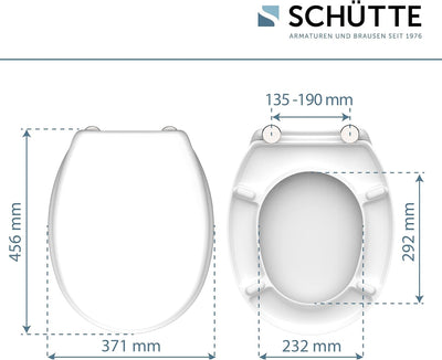 SCHÜTTE WC-Sitz ohne Absenkautomatik | Klodeckel mit Metallscharnieren | Kratzfestes Duroplast | Toi