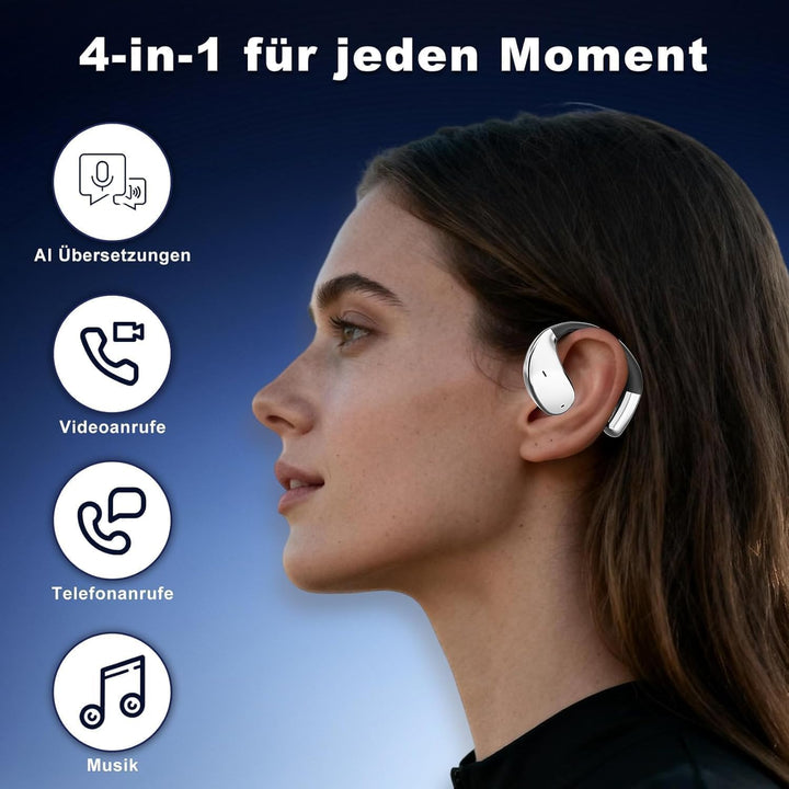 AI Kopfhörer Übersetzer, unterstützt 164 Sprachen/6 Übersetzungsmodi, Übersetzer Ohrhörer 3-in-1-Übe