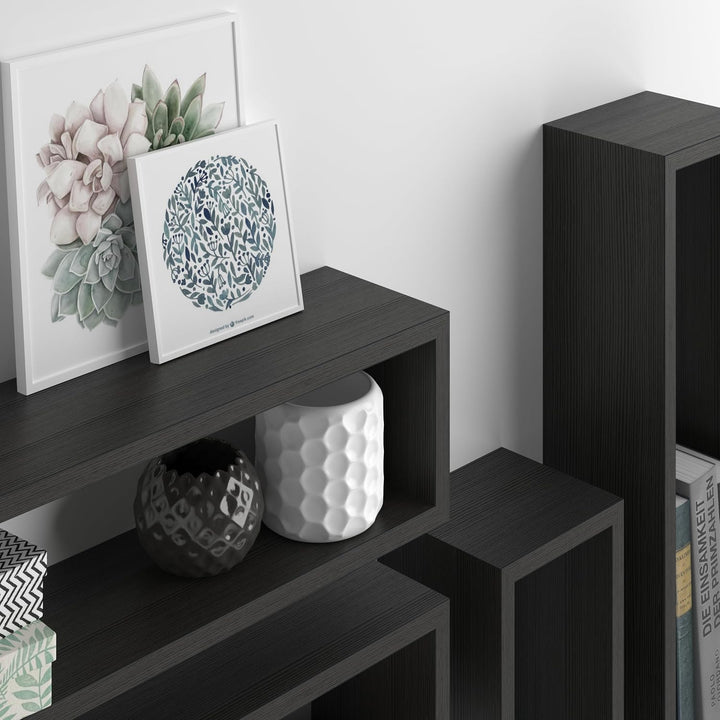 MOBILI FIVER, 4er-Set Iacopo Würfelregale Cubo, Esche, Schwarz, Made In Italy 59 x 14,5 x 17 cm Esch