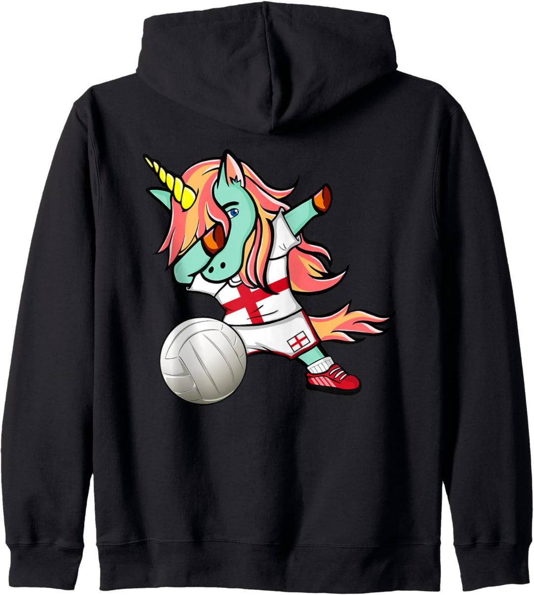 Lustiger Dabbing Einhorn England Volleyball Englische Flagge Kapuzenjacke
