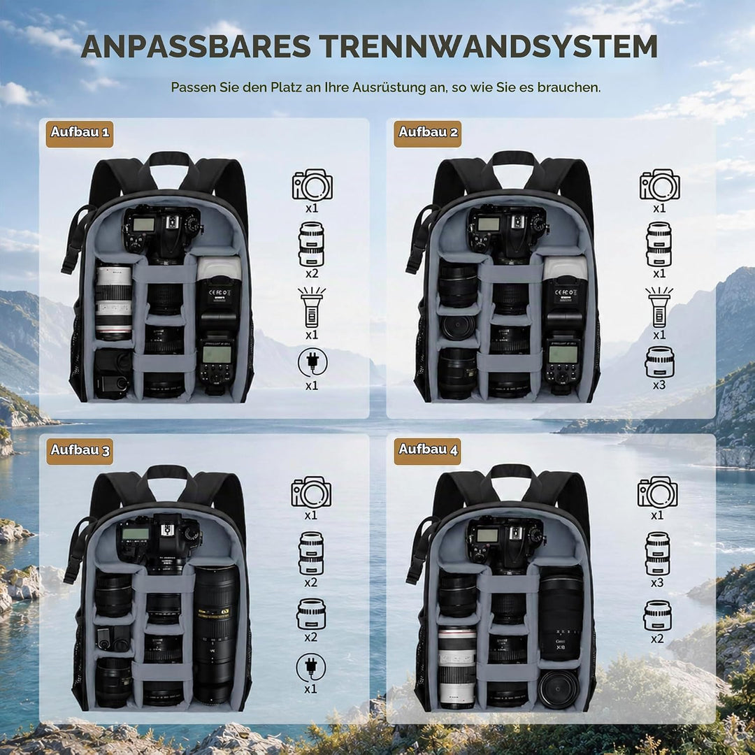 Kamerarucksack Tasche mit Stativhalterung Wasserdichtes Kameragehäuse Fotografie Rucksack Anti-Diebs