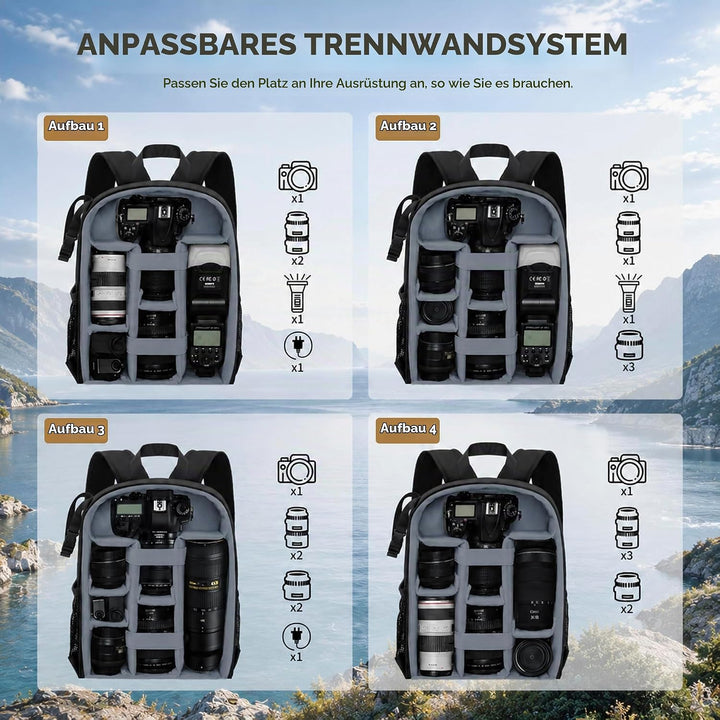 Kamerarucksack Tasche mit Stativhalterung Wasserdichtes Kameragehäuse Fotografie Rucksack Anti-Diebs