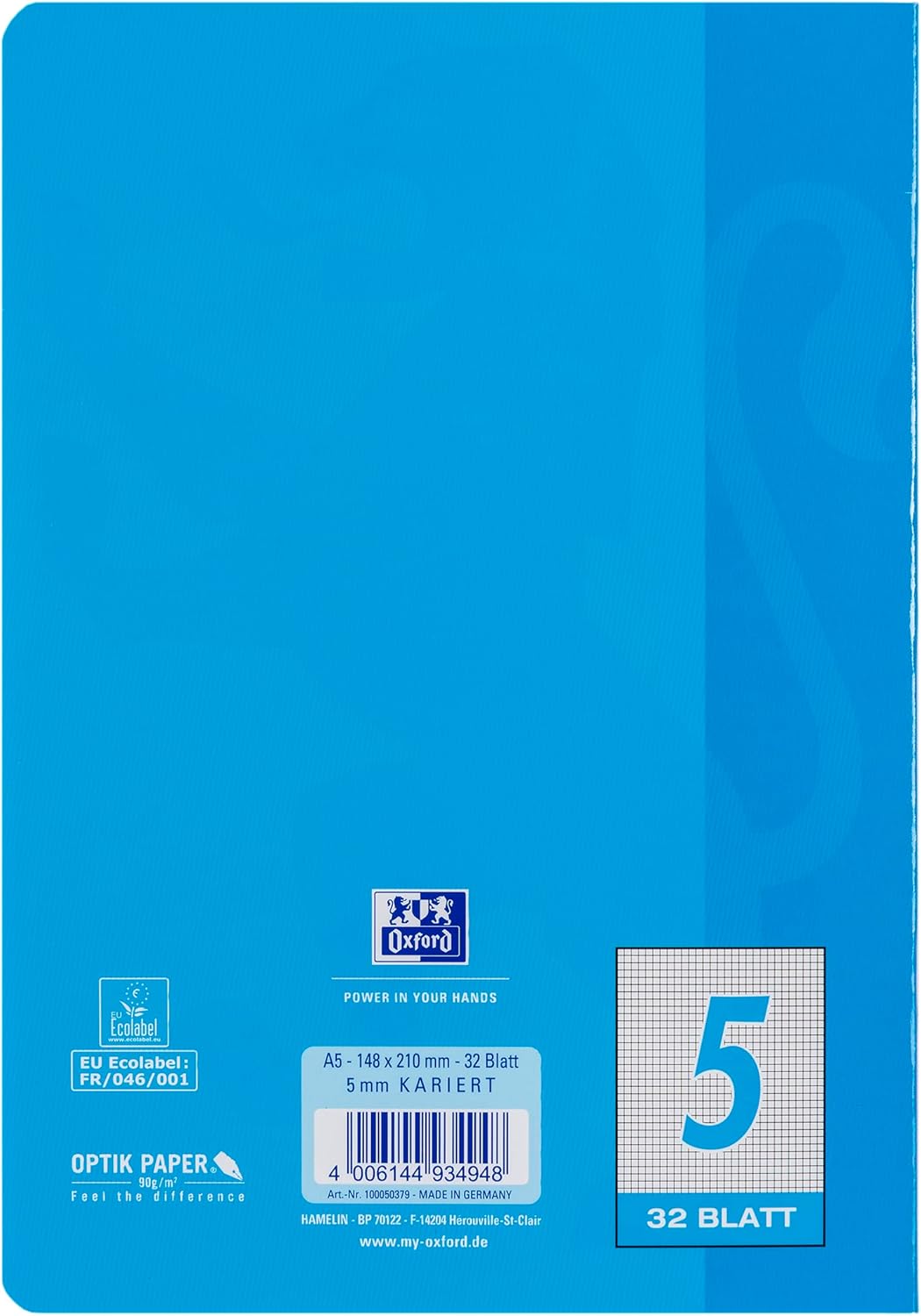 Oxford Schulheft A5, 32 Blatt, Lineatur 5, kariert, 10 Stück (Packung mit 2) 32 Blatt (Packung mit 2
