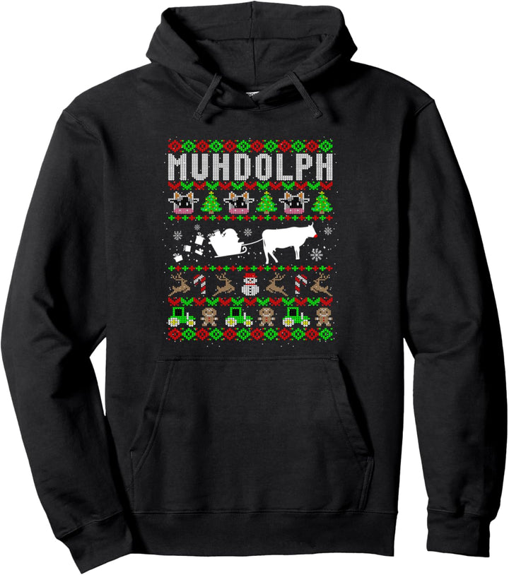 Lustiges Ugly Christmas Muhdolph Kühe Bauer Geschenk Pullover Hoodie