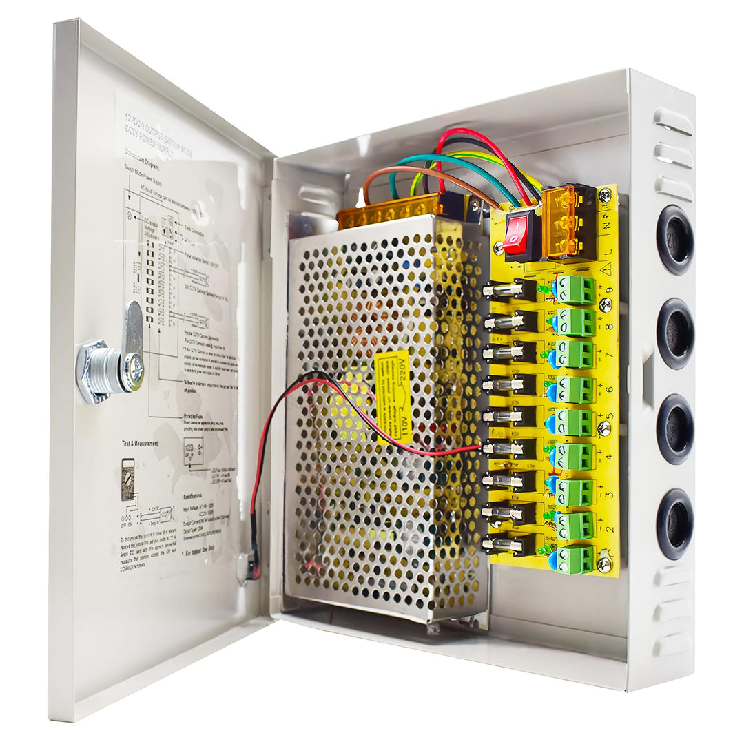 Weishuo 9 Kanal Netzteil Kasten für CCTV Kamera Videoüberwachung Leistungsnetzteil 12V DC10A 120W