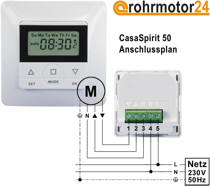 Rolladen Steuerung Comfort Zeitschaltuhr CasaSpirit50 mit Kindersicherung Tages und WochenProgramm