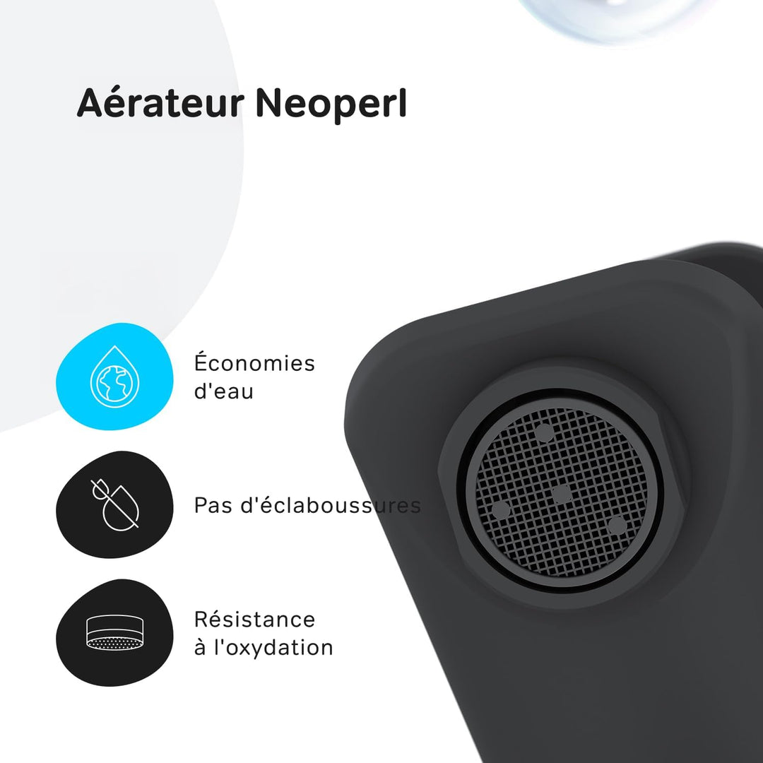 AM.PM Platzsparende Waschtischarmatur mit Zugstange und Ablaufgarnitur, Schwarz, Matt (X-Joy S FXB82