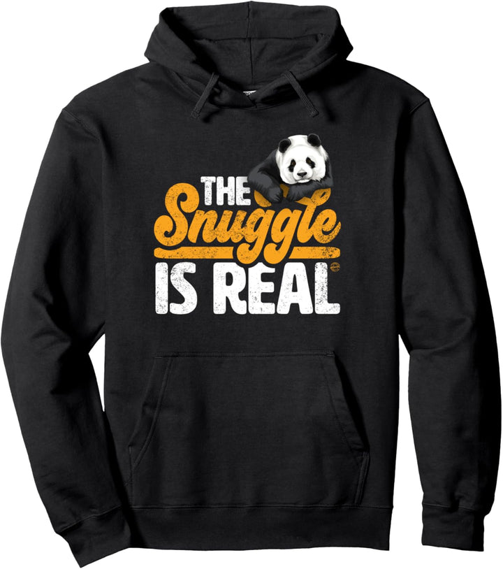 The Snuggle Is Real Cute Panda Funny Graphic Pullover Hoodie