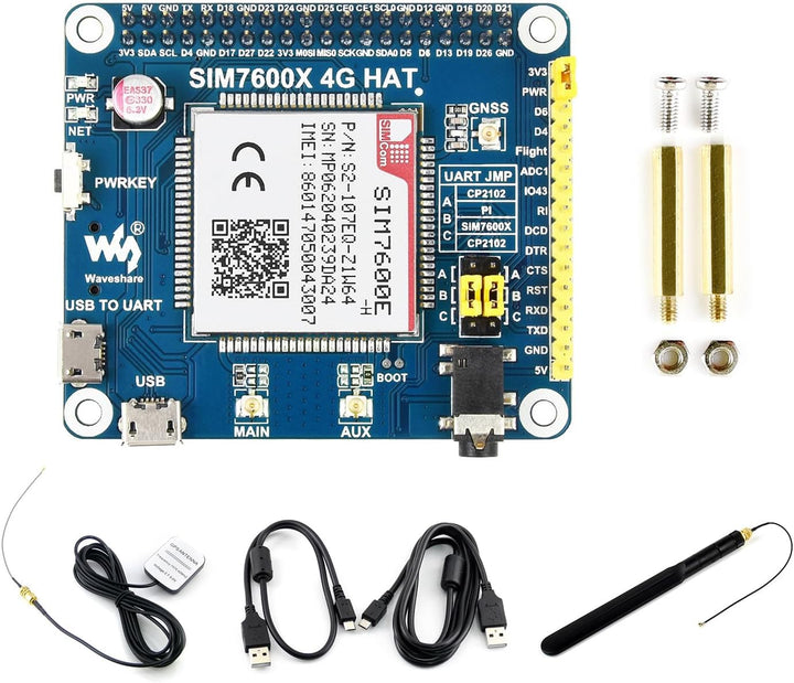 LUCKFOX 4G HAT for Raspberry Pi, Based on Waveshare SIM7600E-H, Enabling LTE Cat-4 4G/3G/2G Communic