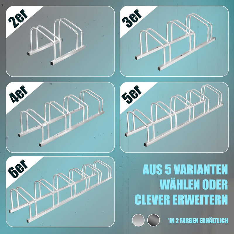 KESSER® Fahrradständer für 6 Fahrräder inkl. Parkschild | Mehrfachständer mit 37cm Radabstand für 30