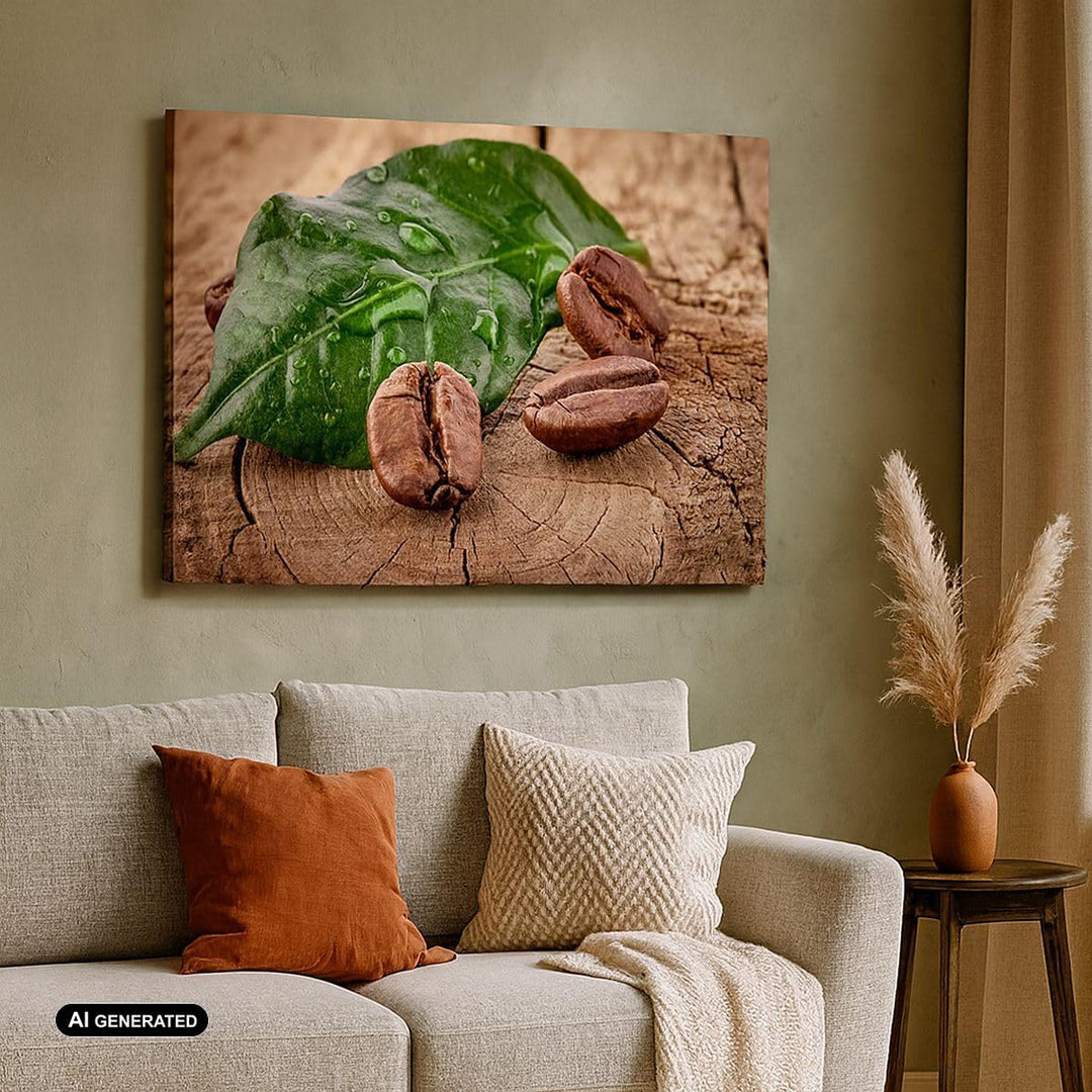Bilder auf Leinwand 100x70cm Leinwandbild Aroma Kaffee Pflanze Samen Gross Wanddeko Bild Schlafzimme