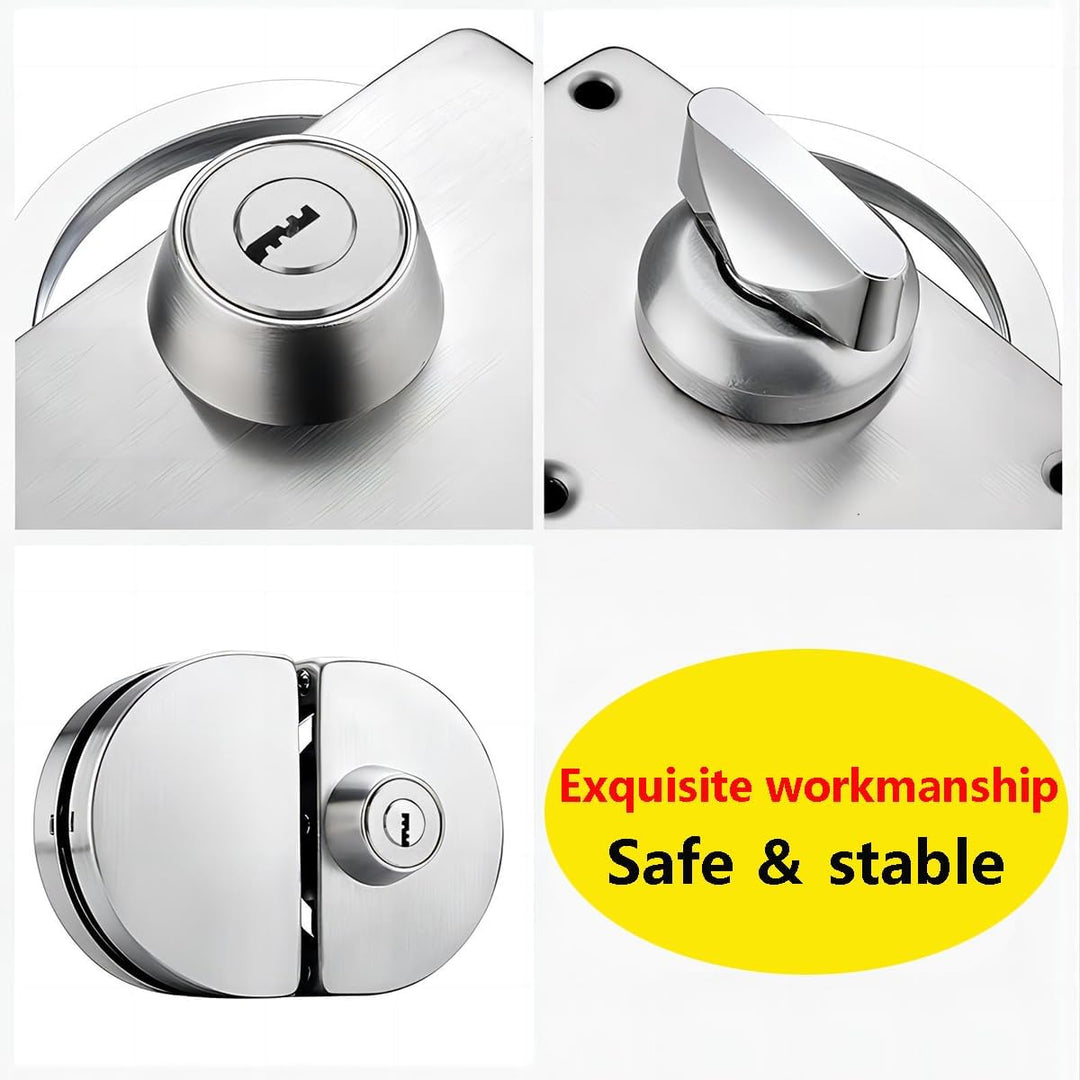 Qrity Edelstahl Glastürschloss mit Schlüssel Öffnen/Schliessen für 10-12 mm Glas Dickes Büro, Zuhaus