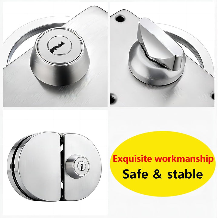 Qrity Edelstahl Glastürschloss mit Schlüssel Öffnen/Schliessen für 10-12 mm Glas Dickes Büro, Zuhaus