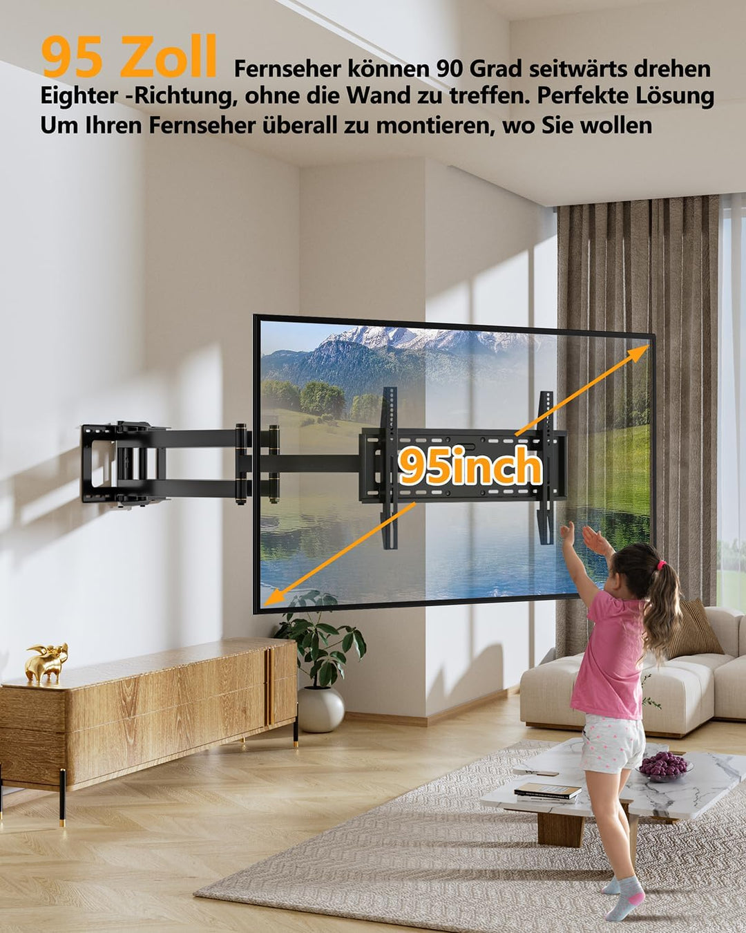 FORGING Mount TV Wandhalterung mit 109cm Langer Reichweite & Robuster 2 Gelenkarme Neigbare Schwenkb