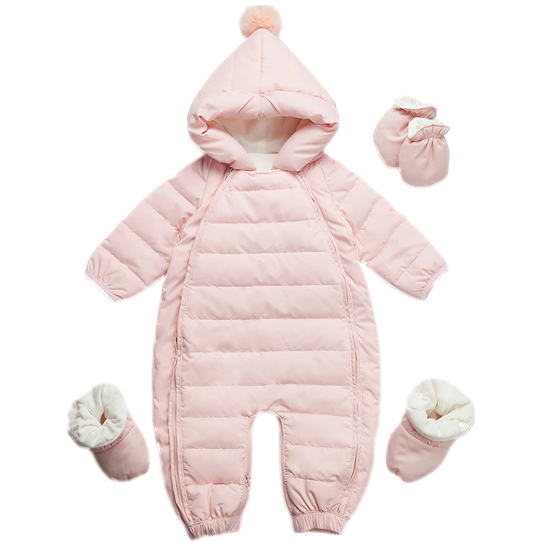 Baby Winter Overall Mit Kapuze Schneeanzüge Strampler Jungen Mädchen Spielanzug für 3-24 Monate 3-6