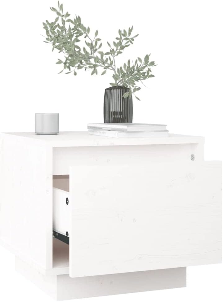 Bedside Table Nachtkonsole Beistelltisch mit Stauraum Night Stand Nachttisch Weiss 35x34x32 cm Massi