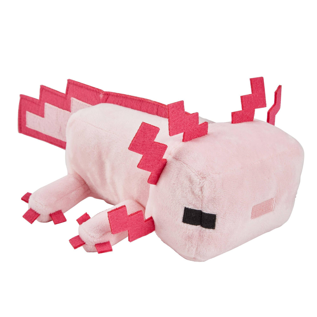 Mattel Minecraft, Axolotl Plüschfigur, ca. 21 cm, weich, Geschenk zum Sammeln für Fans, Spielzeug ab