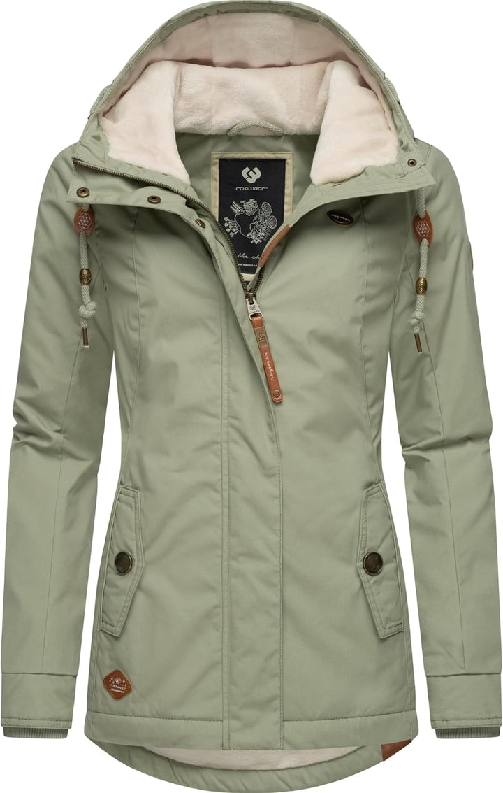 Ragwear Damen warme Winterjacke kurz mit Kapuze Monade XS-6XL L Dusty Olive24, L Dusty Olive24
